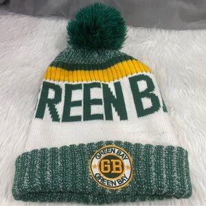Green Bay packers Preowned Kids Pom-Pom Beanie - Green, Yellow, White